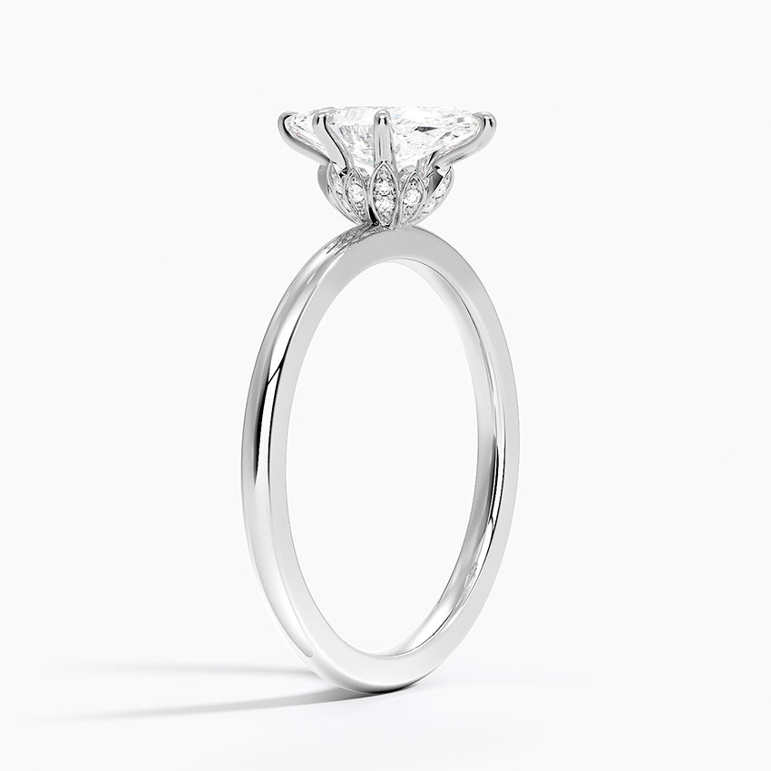 Altı Tırnak 1.15 Karat Marquise Kesim Hidden Halo Tasarım Tektaş Laboratuvar Pırlanta Yüzük - Delora - Bold Diamonds