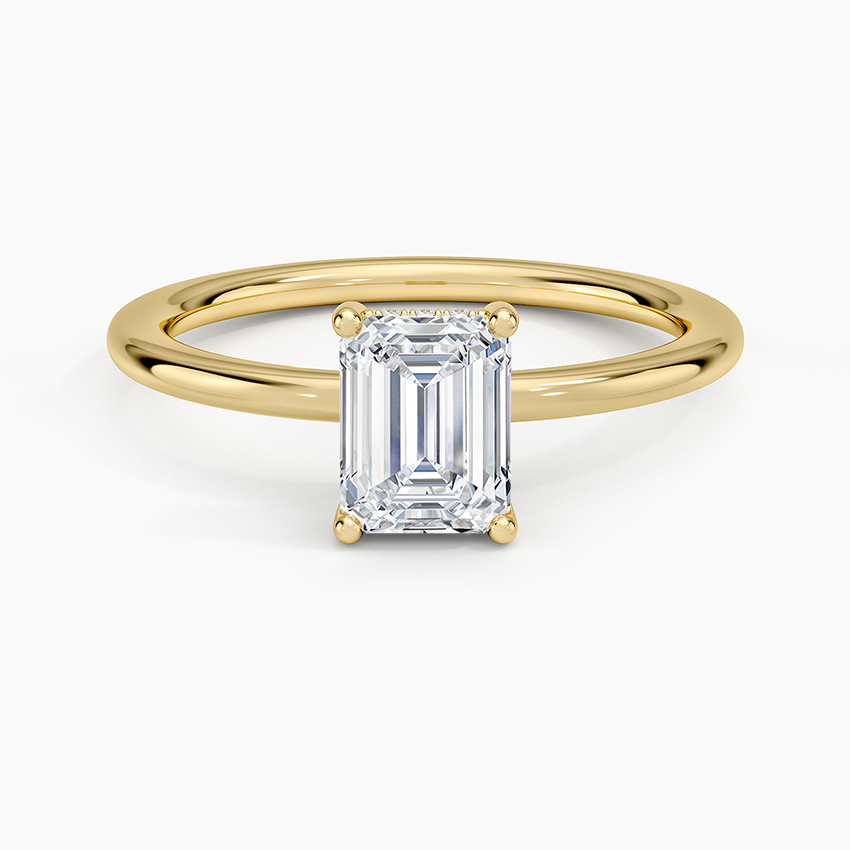 1.10 Karat Emerald Kesim Hidden Halo Tasarım Tektaş Laboratuvar Pırlanta Yüzük - Lucerne