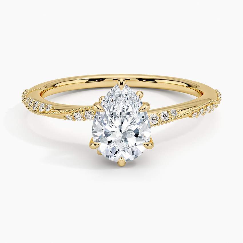 1.25 Karat Damla Kesim Hidden Halo Tasarım Tektaş Laboratuvar Pırlanta Yüzük 18K  - Melora - Bold Diamonds
