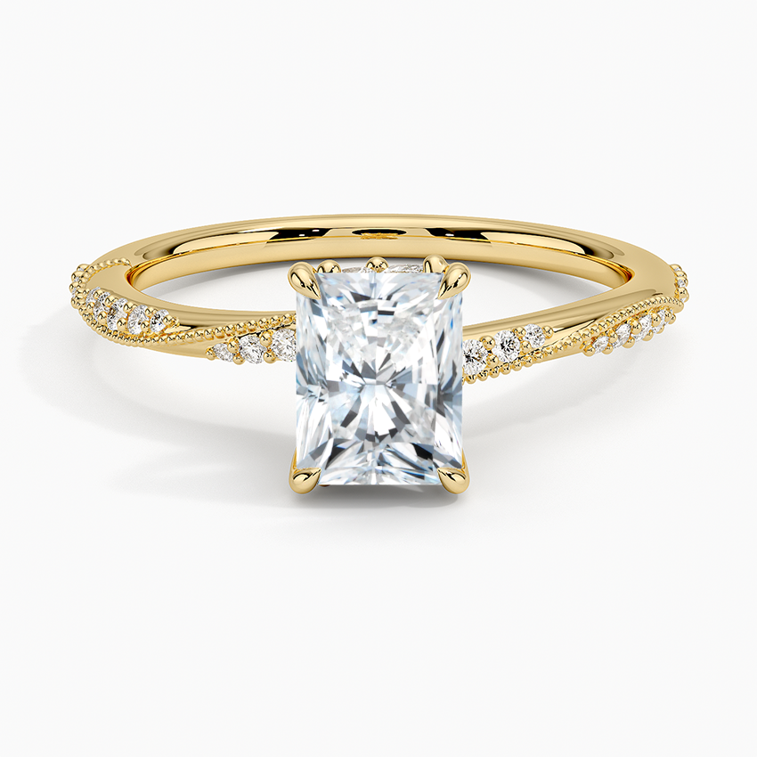 1.25 Karat Radiant Kesim Hidden Halo Tasarım Tektaş Laboratuvar Pırlanta Yüzük 18K  - Melora - Bold Diamonds