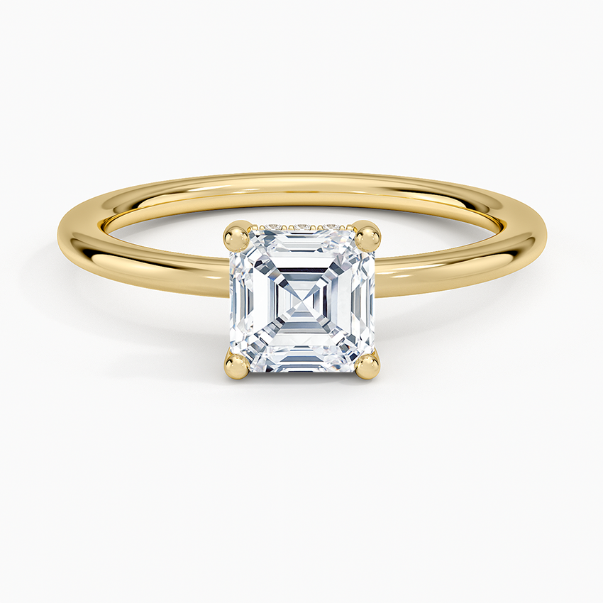 1.10 Karat Asscher Kesim Hidden Halo Tasarım Tektaş Laboratuvar Pırlanta Yüzük - Lucerne