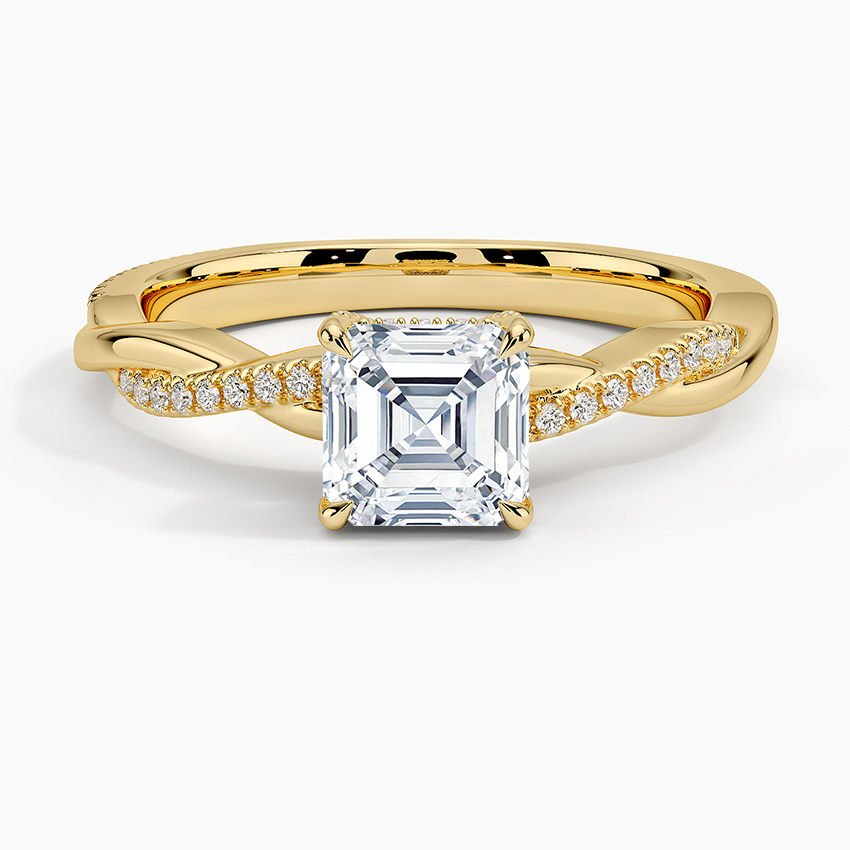1.25 Karat Asscher Kesim Hidden Halo Tasarım Tektaş Laboratuvar Pırlanta Yüzük  - Riga