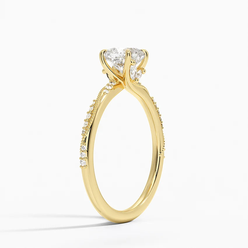 1.25 Karat Cushion Kesim Hidden Halo Tasarım Tektaş Laboratuvar Pırlanta Yüzük 18K  - Melora - Bold Diamonds