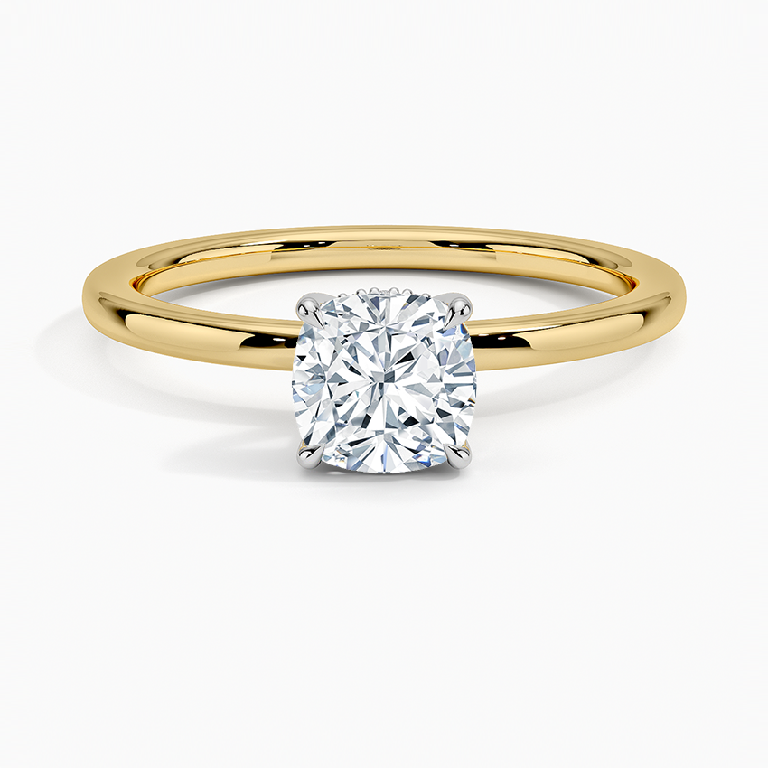 1.10 Karat Cushion Kesim Hidden Halo Tasarım Tektaş Laboratuvar Pırlanta Yüzük 18K  - Elora - Bold Diamonds