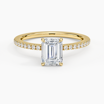 1.25 Emerald Kesim Hidden Halo Tasarım Tektaş Laboratuvar Pırlanta Yüzük 18K - Filora