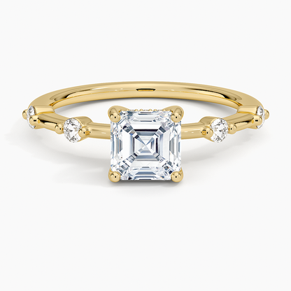 1.20 Asscher Kesim Hidden Halo Tasarım Tektaş Laboratuvar Pırlanta Yüzük - Zelora