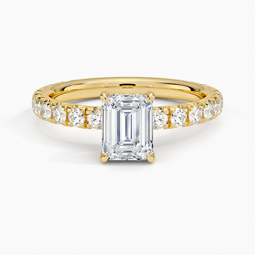 1.75 Karat Emerald Kesim Hidden Halo Tasarım Tektaş Laboratuvar Pırlanta Yüzük 18K  - Selora