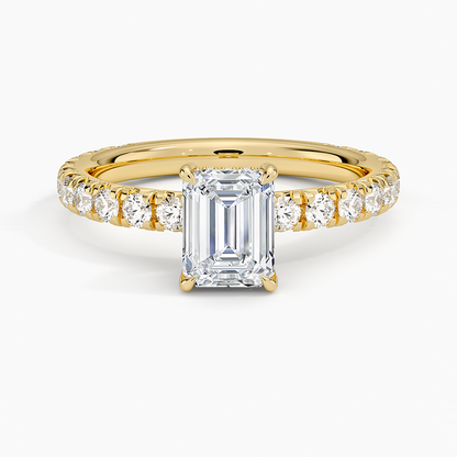 1.75 Karat Emerald Kesim Hidden Halo Tasarım Tektaş Laboratuvar Pırlanta Yüzük 18K  - Selora