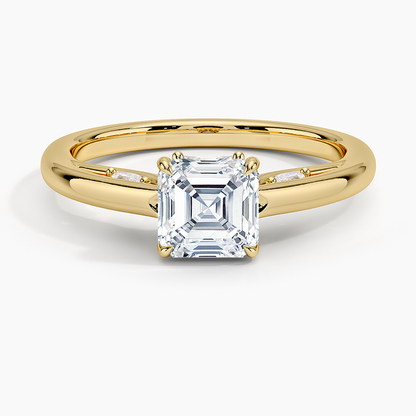 1.30 Asscher Kesim Hidden Halo Tasarım Tektaş Laboratuvar Pırlanta Yüzük - Dalara