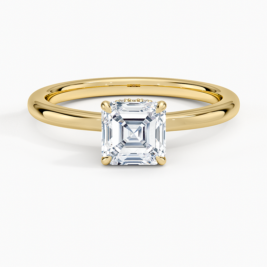 1.15 Karat Asscher Kesim Hidden Halo Tasarım Tektaş Laboratuvar Pırlanta Yüzük - Lyon