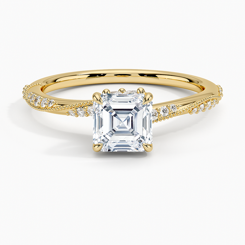 1.25 Karat Asscher Kesim Hidden Halo Tasarım Tektaş Laboratuvar Pırlanta Yüzük 18K  - Melora - Bold Diamonds