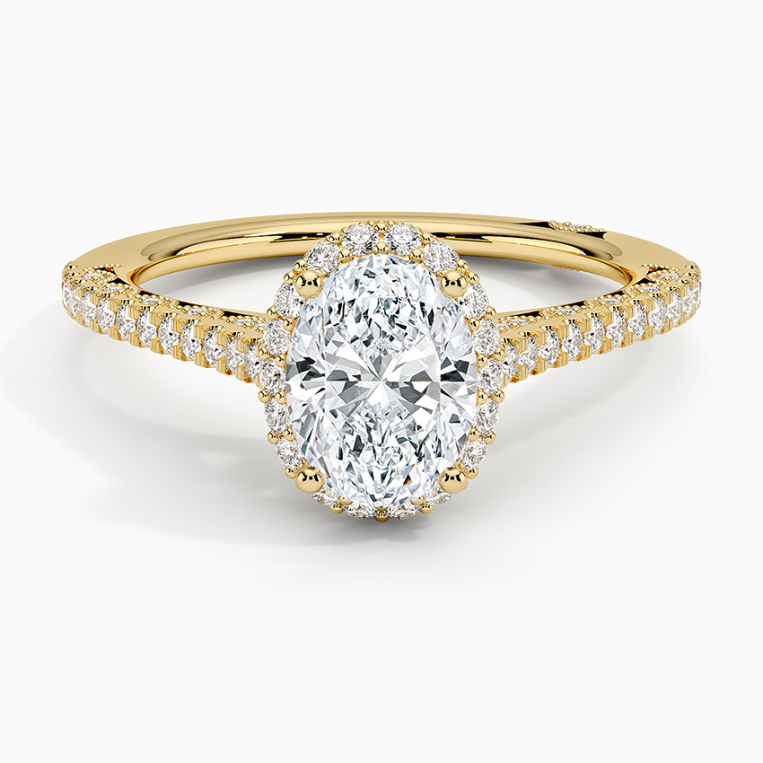 1.50 Karat Oval Kesim Hidden Halo Tasarım Tektaş Laboratuvar Pırlanta Yüzük - Capri