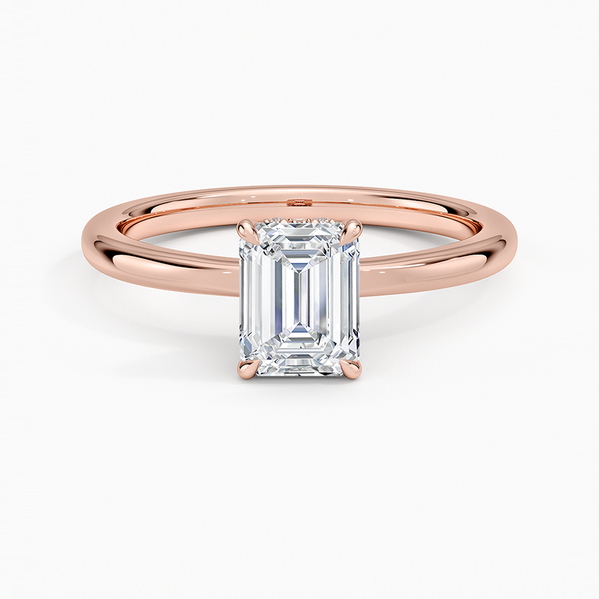 1.15 Karat Emerald Kesim Hidden Halo Tasarım Tektaş Laboratuvar Pırlanta Yüzük - Lyon