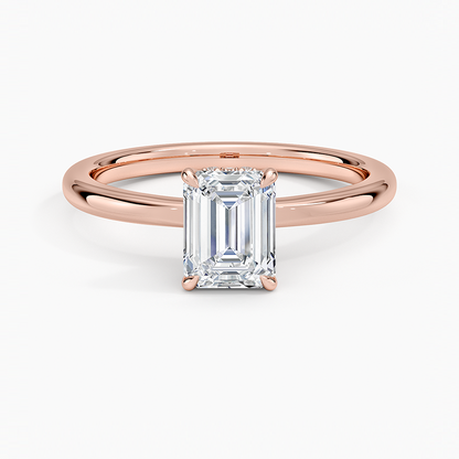 1.15 Emerald Kesim Hidden Halo Tasarım Tektaş Laboratuvar Pırlanta Yüzük - Vilora