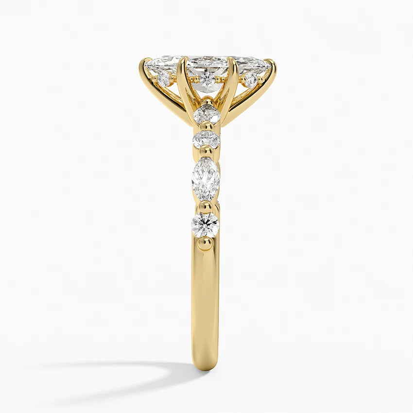1.50 Karat Marqiuse Kesim Hidden Halo Tasarım Tektaş Laboratuvar Pırlanta Yüzük - Calora - Bold Diamonds