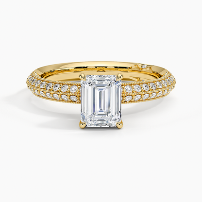 1.50 Emerald Kesim Yarım Tur Tasarım Tektaş Laboratuvar Pırlanta Yüzük - Selara