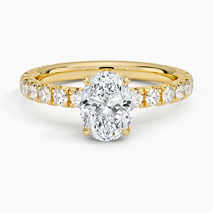 1.75 Karat Oval Kesim Hidden Halo Tasarım Tektaş Laboratuvar Pırlanta Yüzük 18K  - Selora