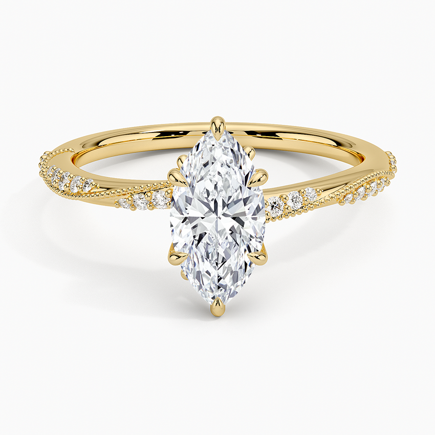 1.25 Karat Marquise Kesim Hidden Halo Tasarım Tektaş Laboratuvar Pırlanta Yüzük 18K  - Melora - Bold Diamonds