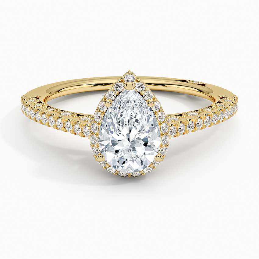 1.50 Damla Kesim Hidden Halo Tasarım Tektaş Laboratuvar Pırlanta Yüzük - Gilara