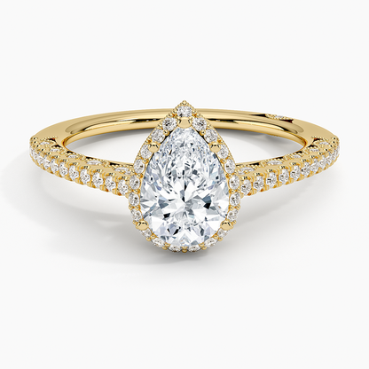 1.50 Damla Kesim Hidden Halo Tasarım Tektaş Laboratuvar Pırlanta Yüzük - Gilara