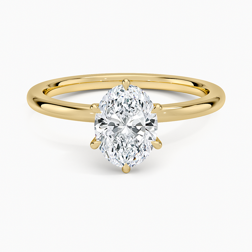 Altı Tırnak 1.15 Karat Oval Kesim Hidden Halo Tasarım Tektaş Laboratuvar Pırlanta Yüzük - Delora - Bold Diamonds