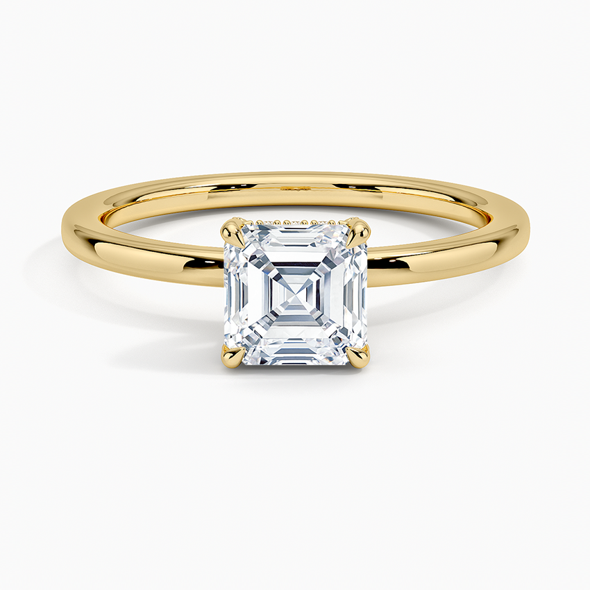 1.15 Karat Asscher Kesim Hidden Halo Tasarım Tektaş Laboratuvar Pırlanta Yüzük - Valencia