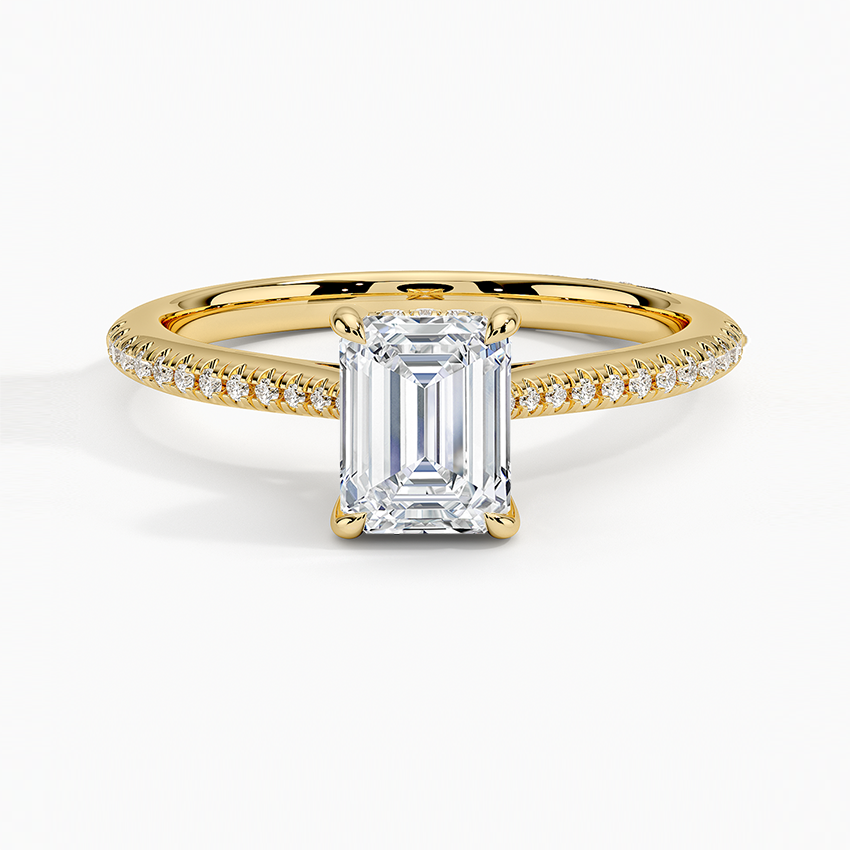 1.25 Karat Emerald Hidden Halo Tasarım Tektaş Laboratuvar Pırlanta Yüzük - Milara