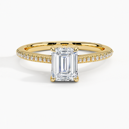 1.25 Karat Emerald Hidden Halo Tasarım Tektaş Laboratuvar Pırlanta Yüzük - Milara