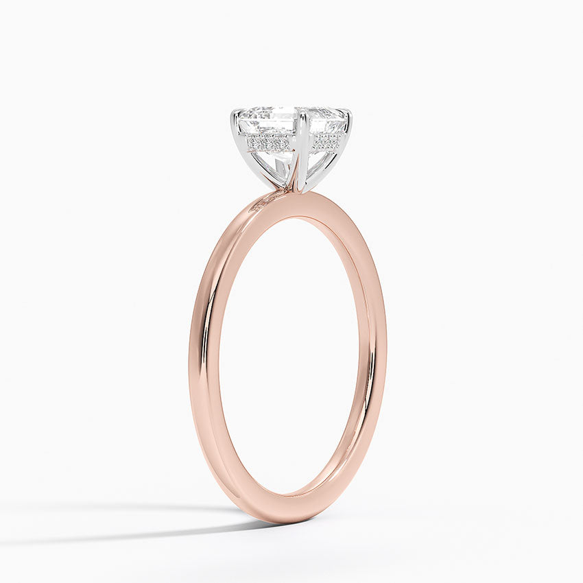 1.10 Karat Asscher Kesim Hidden Halo Tasarım Tektaş Laboratuvar Pırlanta Yüzük 18K  - Elora - Bold Diamonds