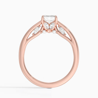 1.30 Emerald Kesim Hidden Halo Tasarım Tektaş Laboratuvar Pırlanta Yüzük - Dalara