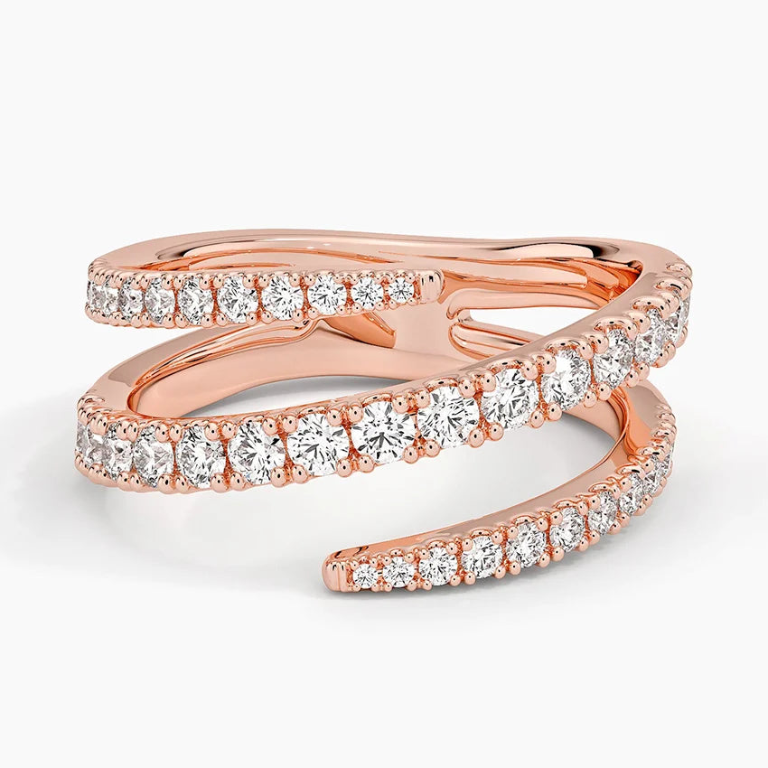 Sarmal 1,00 Karat Yuvarlak Kesim Laboratuvar Pırlanta Yüzük 18K - Bold Diamonds