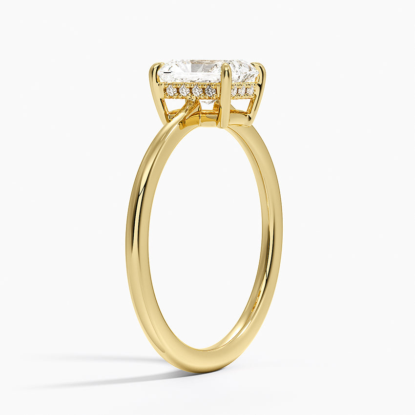 1.10 Karat Radiant Kesim Hidden Halo Tasarım Tektaş Laboratuvar Pırlanta Yüzük - Monaco
