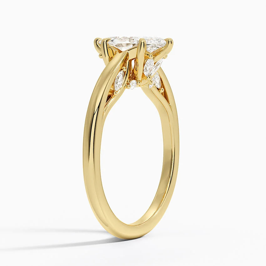 1.30 Karat Marquise Kesim Hidden Halo Tasarım Tektaş Laboratuvar Pırlanta Yüzük - Salzburg