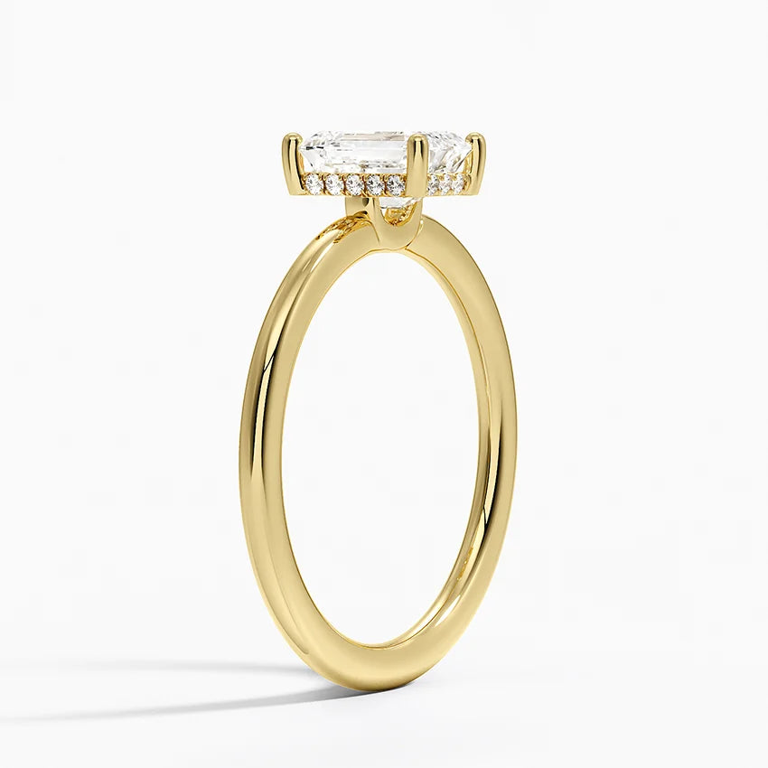 1.10 Karat Emerald Kesim Hidden Halo Tasarım Tektaş Laboratuvar Pırlanta Yüzük - Lucerne