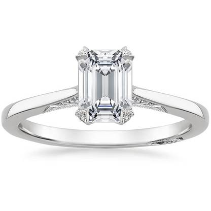 1.25 Emerald Kesim Hidden Halo Tasarım Tektaş Laboratuvar Pırlanta Yüzük - Telara