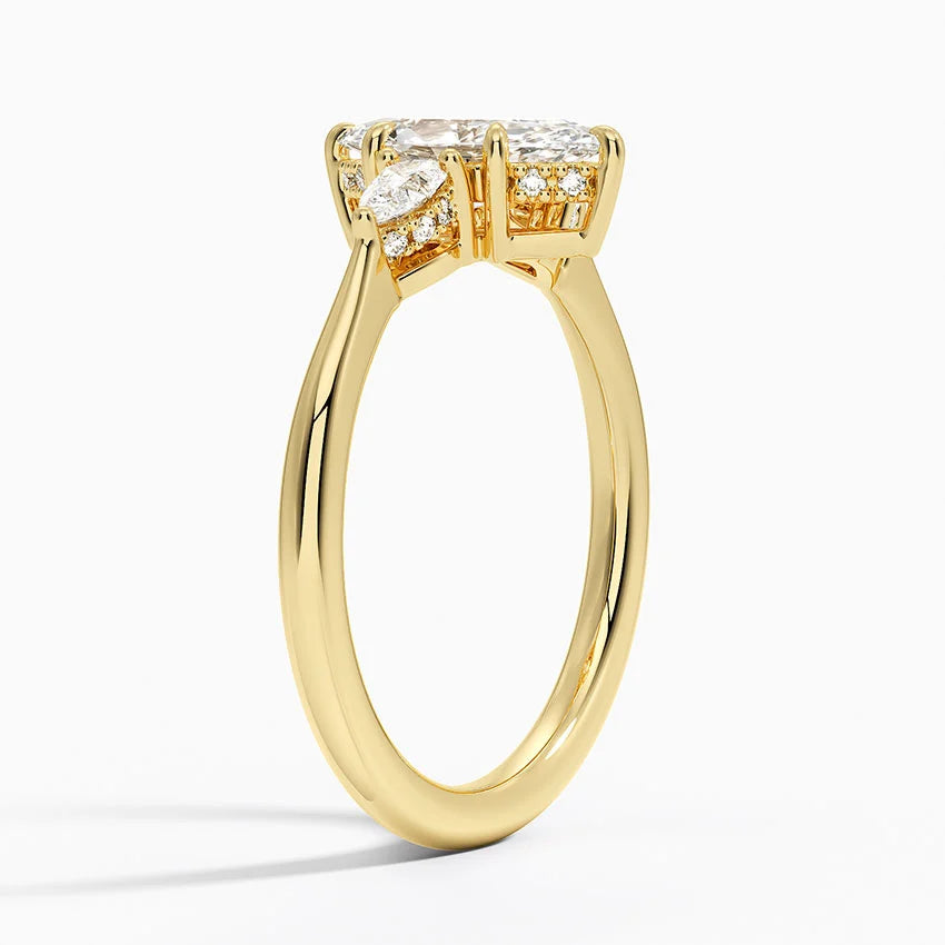 1.50 Karat Marquise Kesim Hidden Halo Tasarım Tektaş Laboratuvar Pırlanta Yüzük - Madrid
