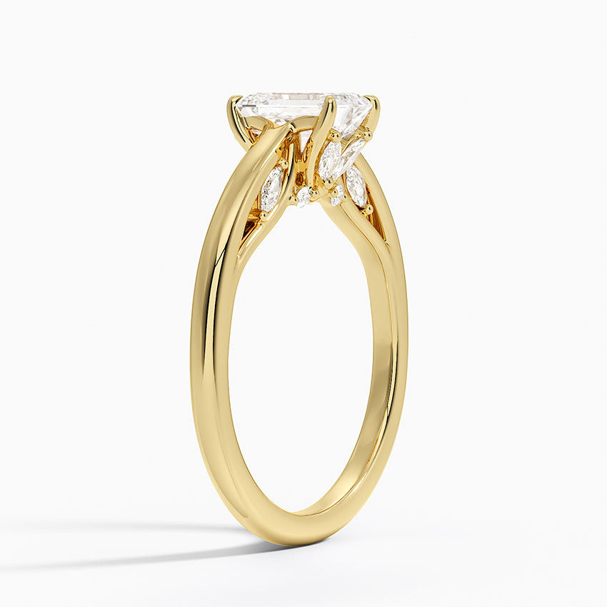 1.30 Karat Emerald Kesim Hidden Halo Tasarım Tektaş Laboratuvar Pırlanta Yüzük - Salzburg