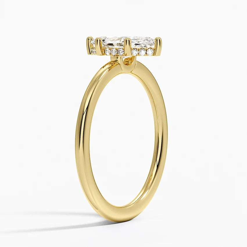 1.10 Marquise Kesim Hidden Halo Tasarım Tektaş Laboratuvar Pırlanta Yüzük - Melara