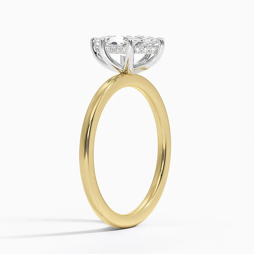 1.10 Karat Marquise Kesim Hidden Halo Tasarım Tektaş Laboratuvar Pırlanta Yüzük 18K  - Elora - Bold Diamonds