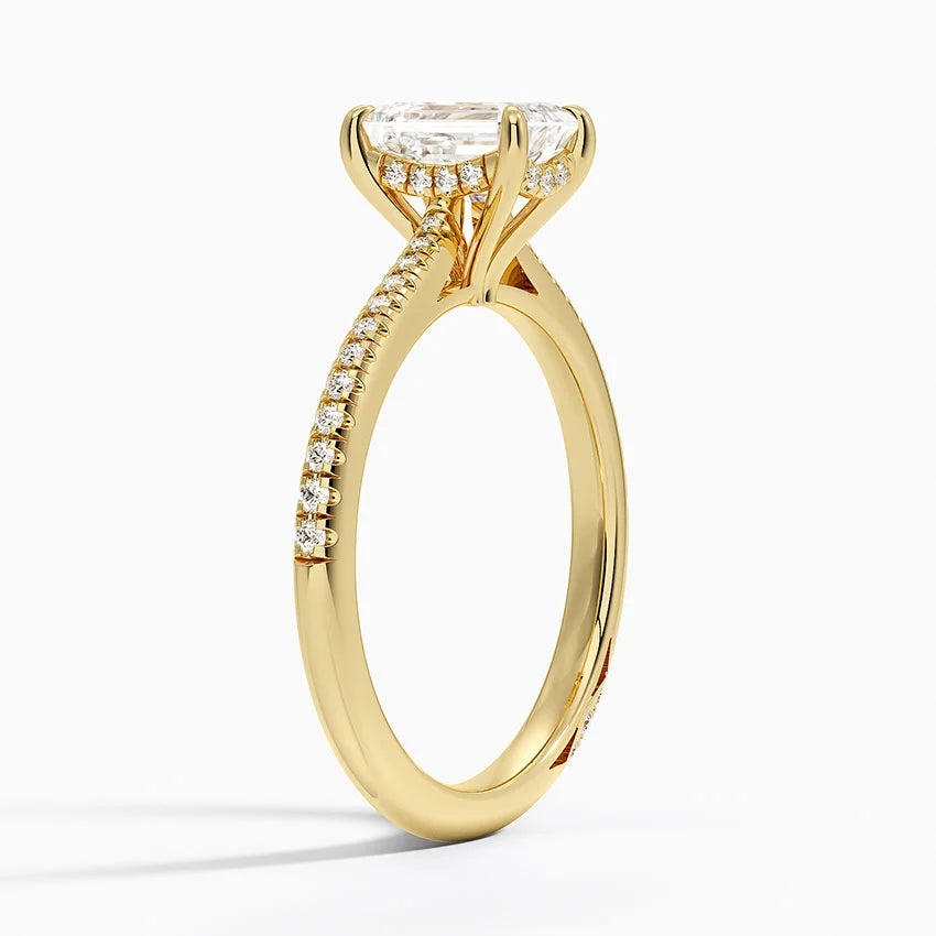 1.25 Karat Emerald Hidden Halo Tasarım Tektaş Laboratuvar Pırlanta Yüzük - Milara