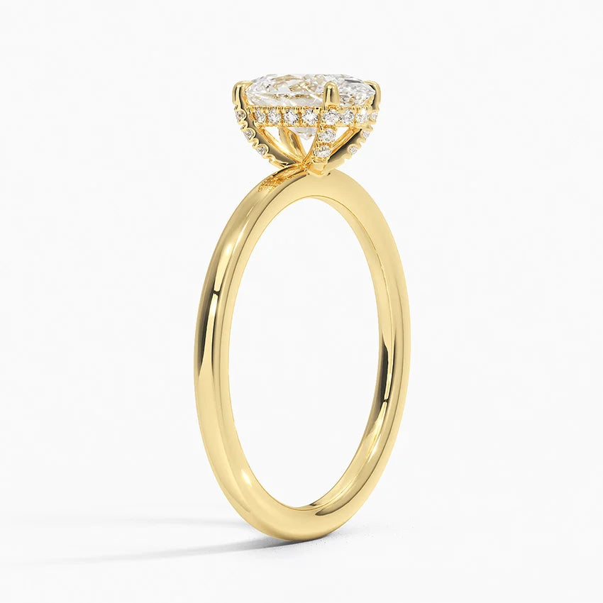 1.15 Karat Oval Kesim Hidden Halo Tasarım Tektaş Laboratuvar Pırlanta Yüzük - Gilora - Bold Diamonds
