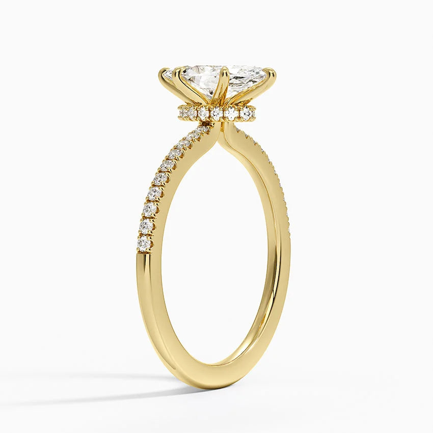 1.25 Karat Marquise Kesim Hidden Halo Tasarım Tektaş Laboratuvar Pırlanta Yüzük - Filora - Bold Diamonds