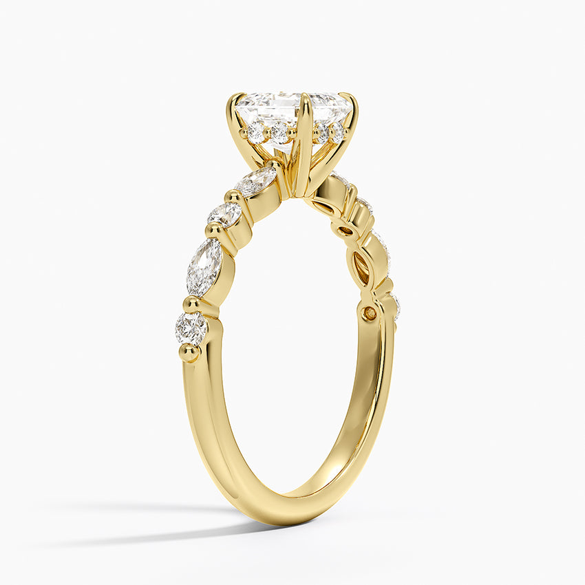 1.50 Karat Asscher Kesim Hidden Halo Tasarım Tektaş Laboratuvar Pırlanta Yüzük - Verona