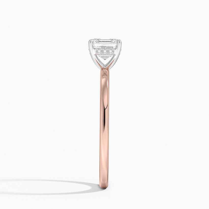 1.10 Karat Asscher Kesim Hidden Halo Tasarım Tektaş Laboratuvar Pırlanta Yüzük 18K  - Elora - Bold Diamonds