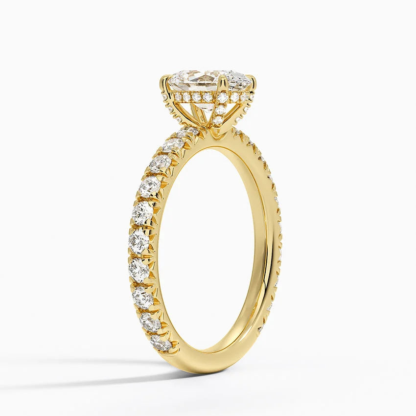 1.75 Karat Oval Kesim Hidden Halo Tasarım Tektaş Laboratuvar Pırlanta Yüzük 18K  - Selora - Bold Diamonds
