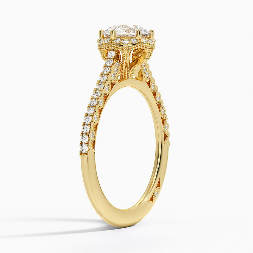 1.50 Karat Hidden Halo Tasarım Tektaş Laboratuvar Pırlanta Yüzük - Capri