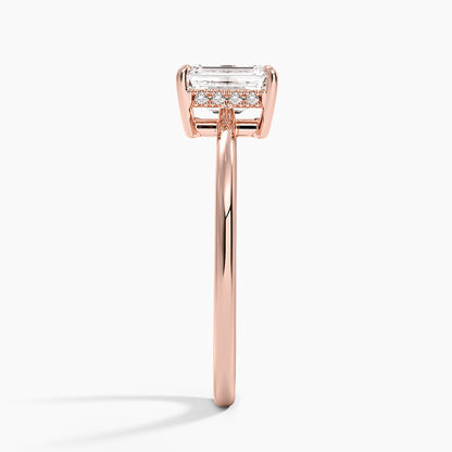 1.10 Emerald Kesim Hidden Halo Tasarım Tektaş Laboratuvar Pırlanta Yüzük - Tilora