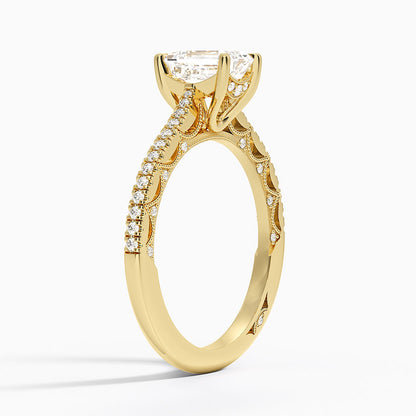 1.50 Emerald Kesim Halo Tasarım Tektaş Laboratuvar Pırlanta Yüzük - Nilara