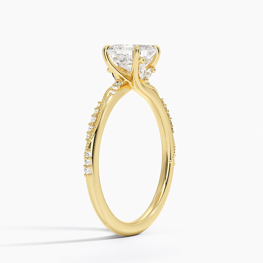 1.25 Karat Asscher Kesim Hidden Halo Tasarım Tektaş Laboratuvar Pırlanta Yüzük 18K  - Melora - Bold Diamonds