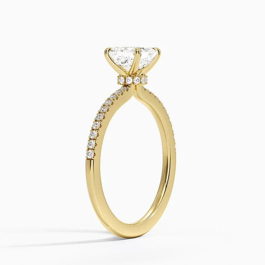 1.25 Karat Asscher Kesim Hidden Halo Tasarım Tektaş Laboratuvar Pırlanta Yüzük - Filora - Bold Diamonds